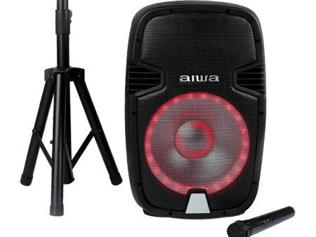 Bafle 15 Pulgadas Aiwa 1000W con Micrófono y Tripié AWSP15TW Hot on Sale