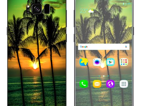 Sunset Palm Trees Ocean Samsung Galaxy S8 Plus Skin For Cheap